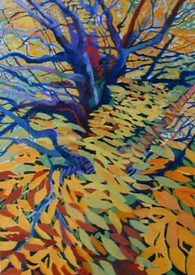 A painting of a tree with yellow and orange leaves

AI-generated content may be incorrect.