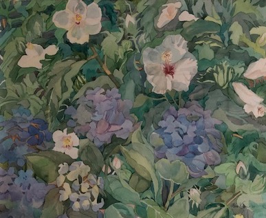 A painting of flowers and leaves

AI-generated content may be incorrect.